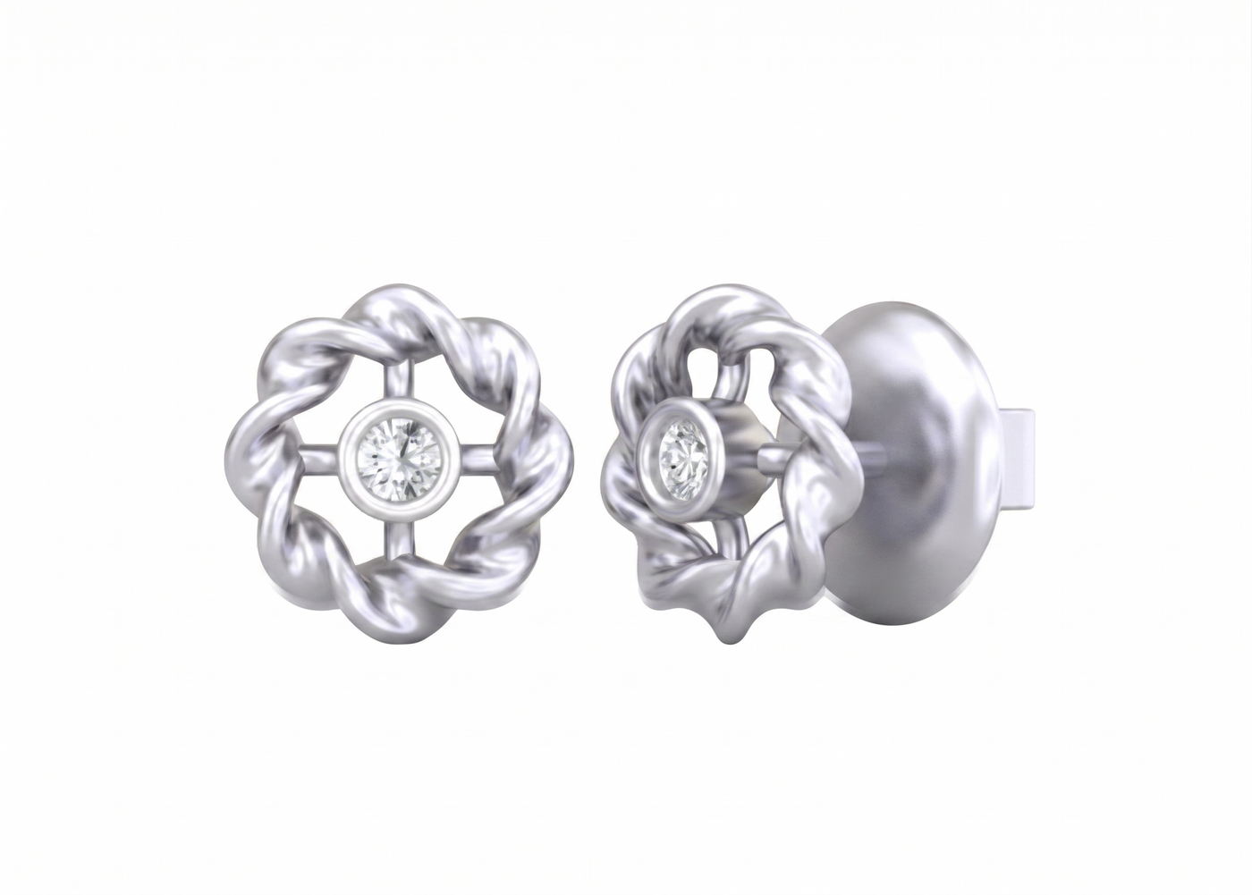 Gold & Diamond Solitaire Women Earring KRC30148