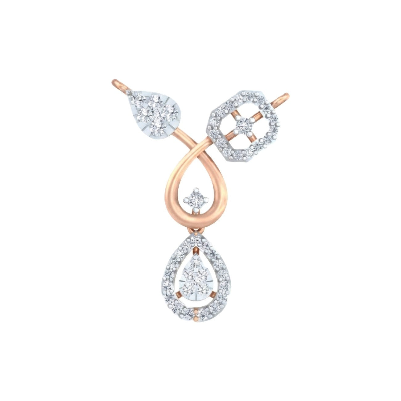Rose gold & diamond floral mangalsutra on white background