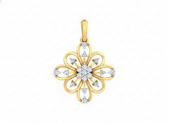 18K Gold & Diamond Floral Pendant Set KRK40181P