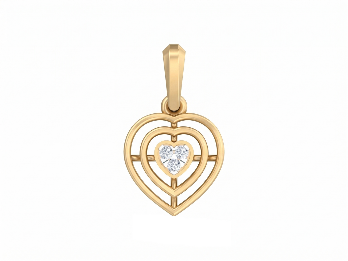 Gold & Diamond Heart Pendant Set KRB40228