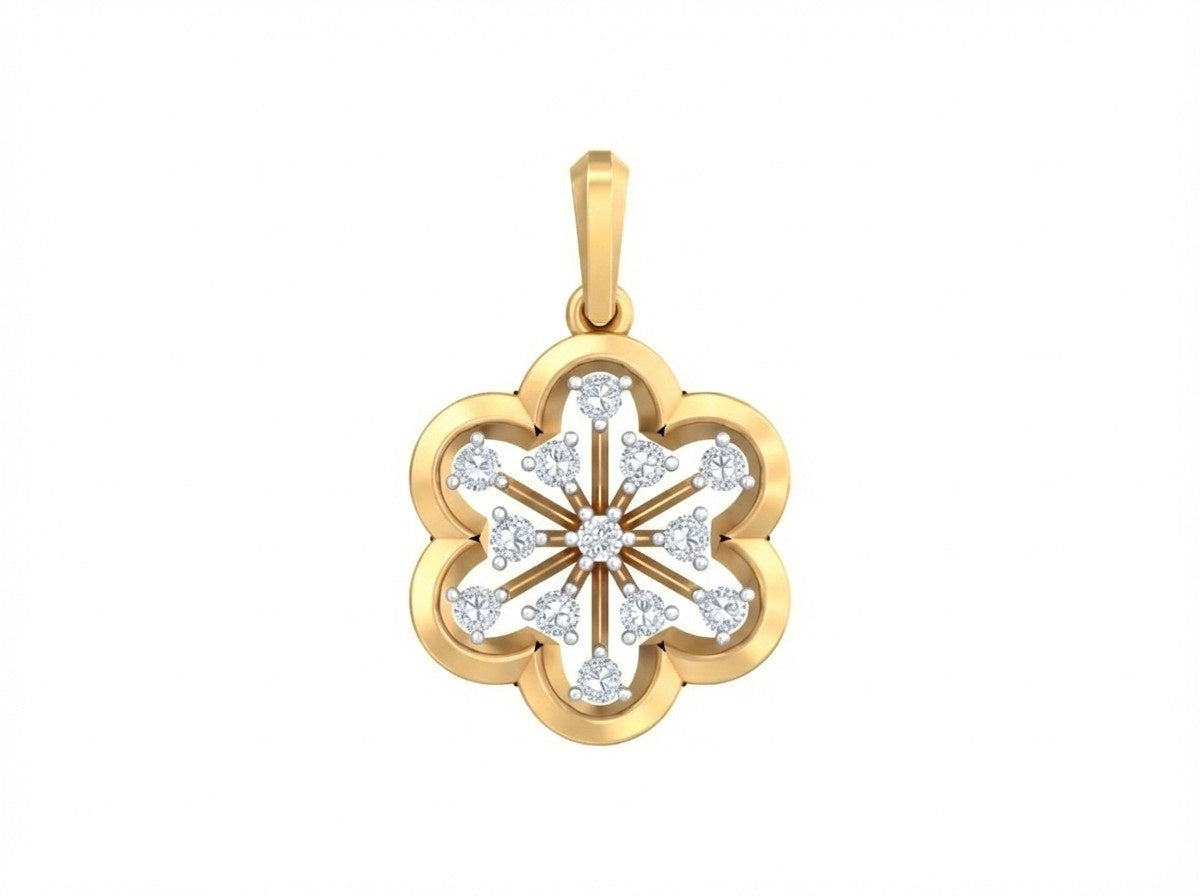 Contemporary diamond pendant crafted in 18K gold with radiant sparkle and elegant detailing.