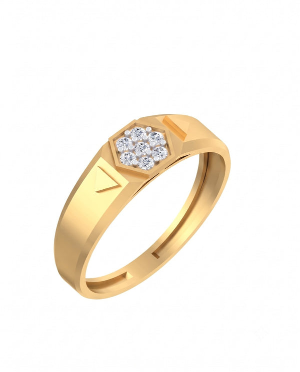 Gold & Diamond Lightweight Band Ring For Men KRC20075