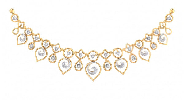 14K गोल्ड और डायमंड महिला चोकर नेकलेस सेट KRB44060N-A