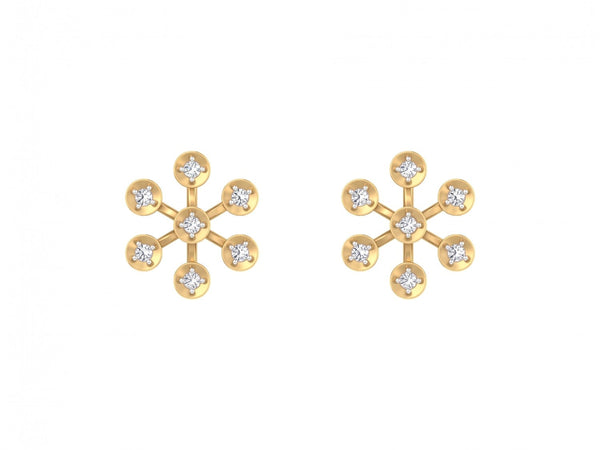 Gold & Diamond Women Floral Stud Earring KRC30231