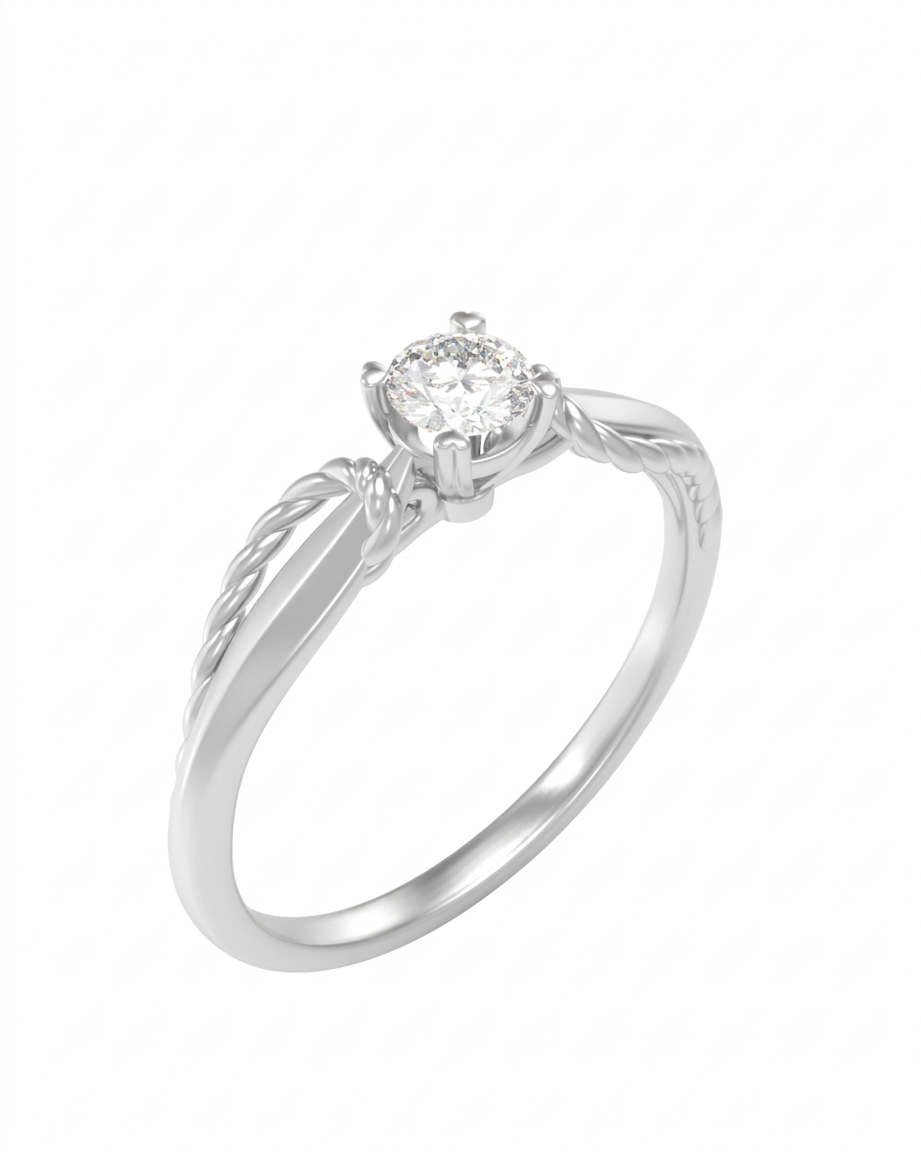 Gold & Diamond Solitaire Ring For Women KRC10837
