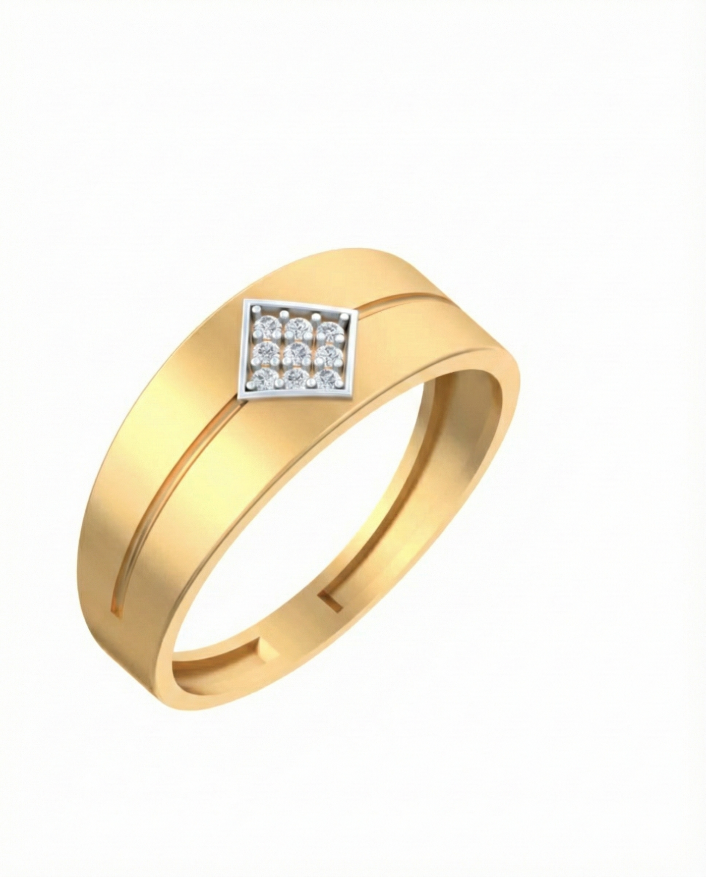 Gold & Diamond Band Ring For Men KRC20084