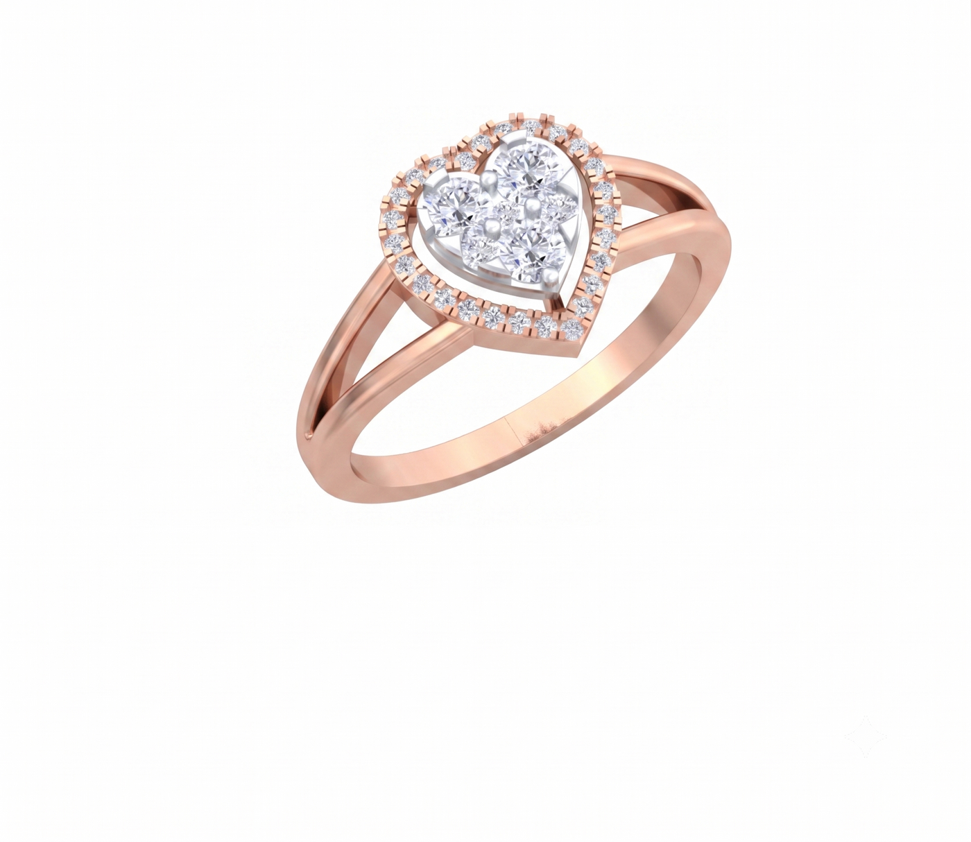 Gold & Diamond Heart-Shaped Ring For Women KRC10795