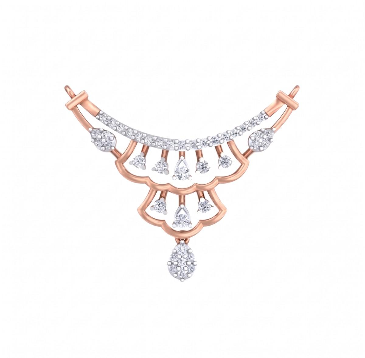 Rose Gold & Diamond Bridal Mangalsutra on white background
