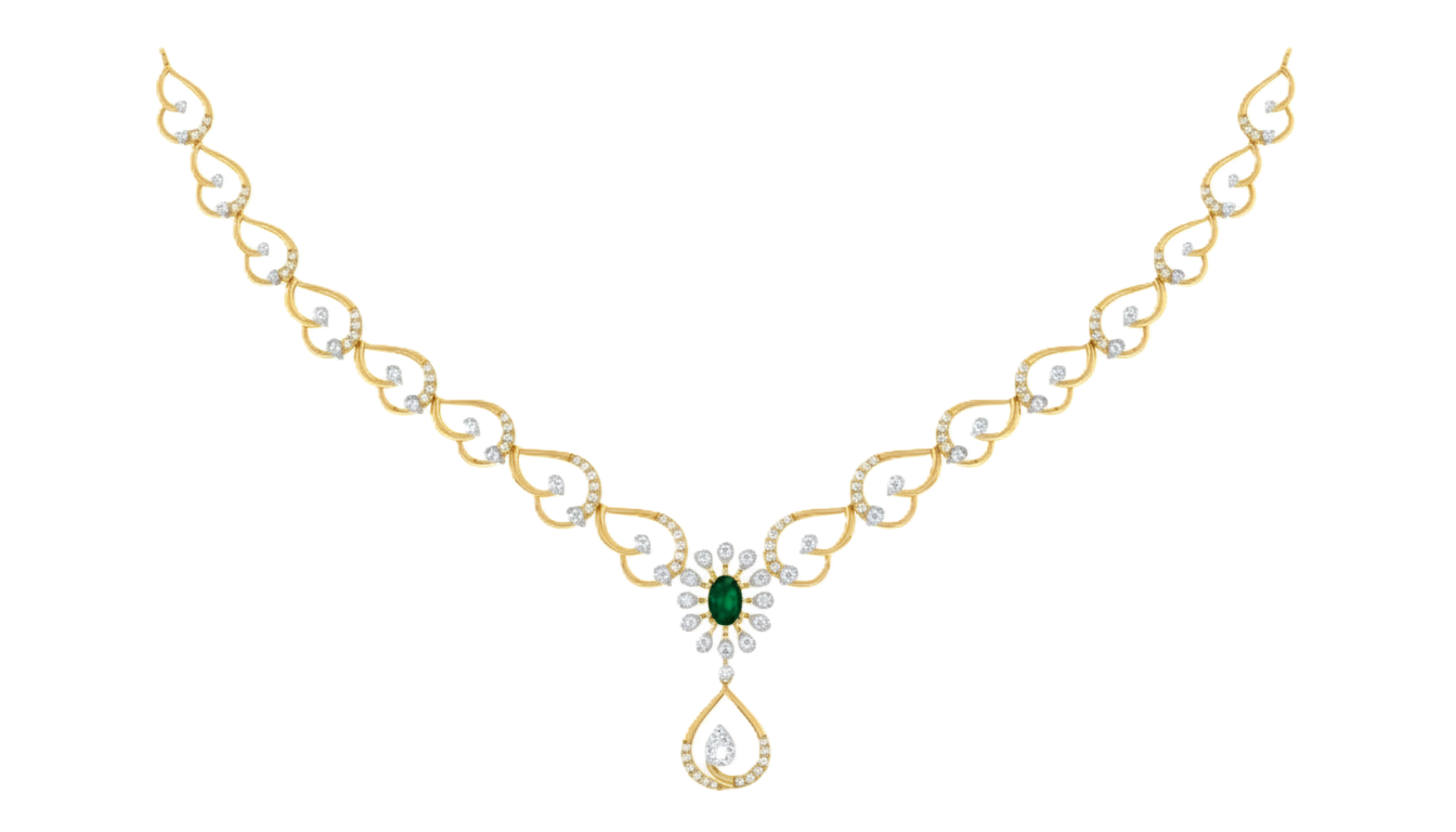 Gold & Diamond Gemstone Necklace Set KRC60117