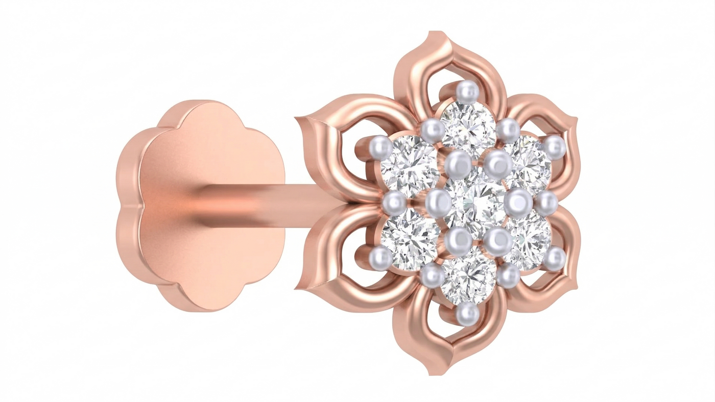 Gold & Diamond Stud Nose Pin KRC80152