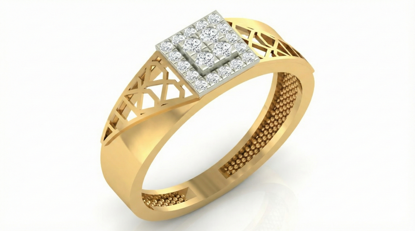 Gold & Diamond Engagement Ring For Men KRC20198