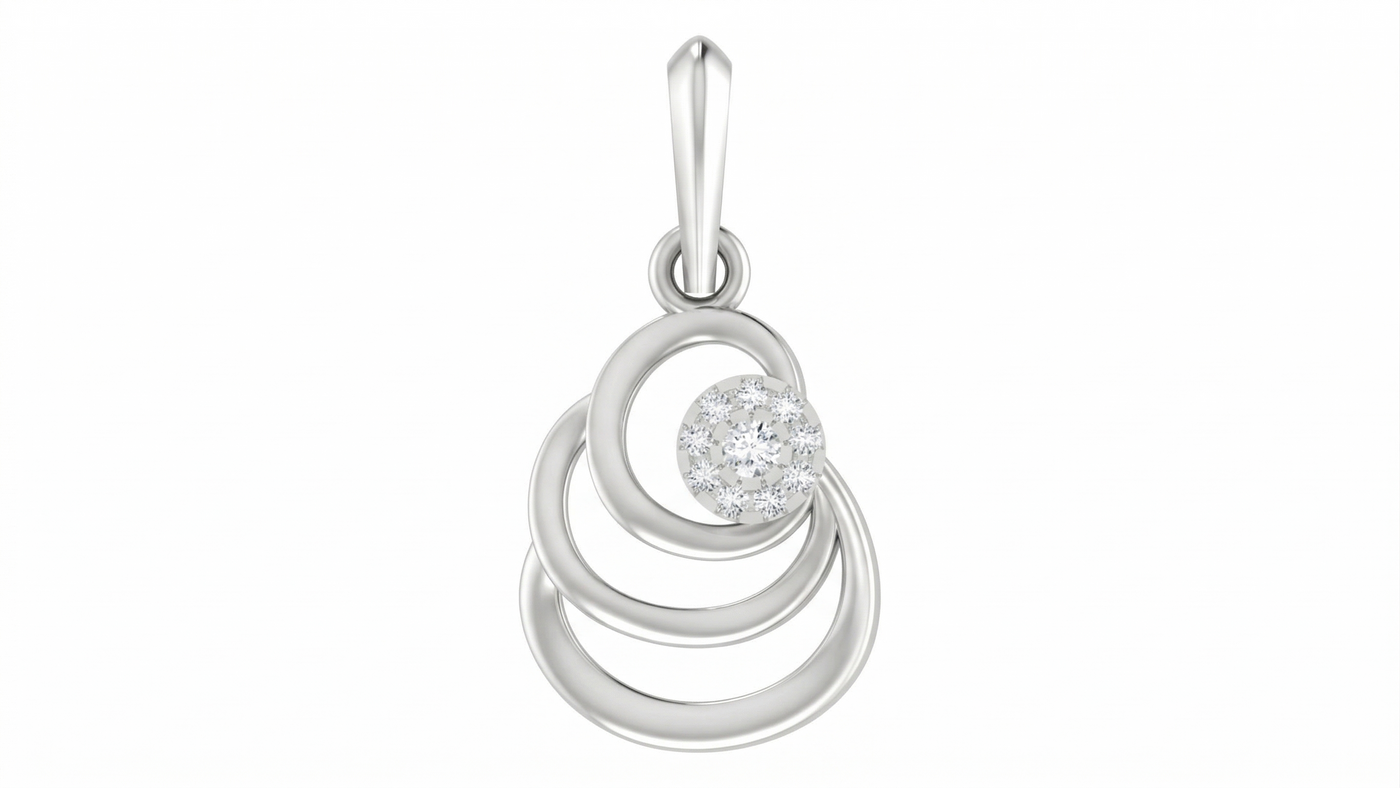 Gold & Diamond Spiral Pendant Set KRC40571