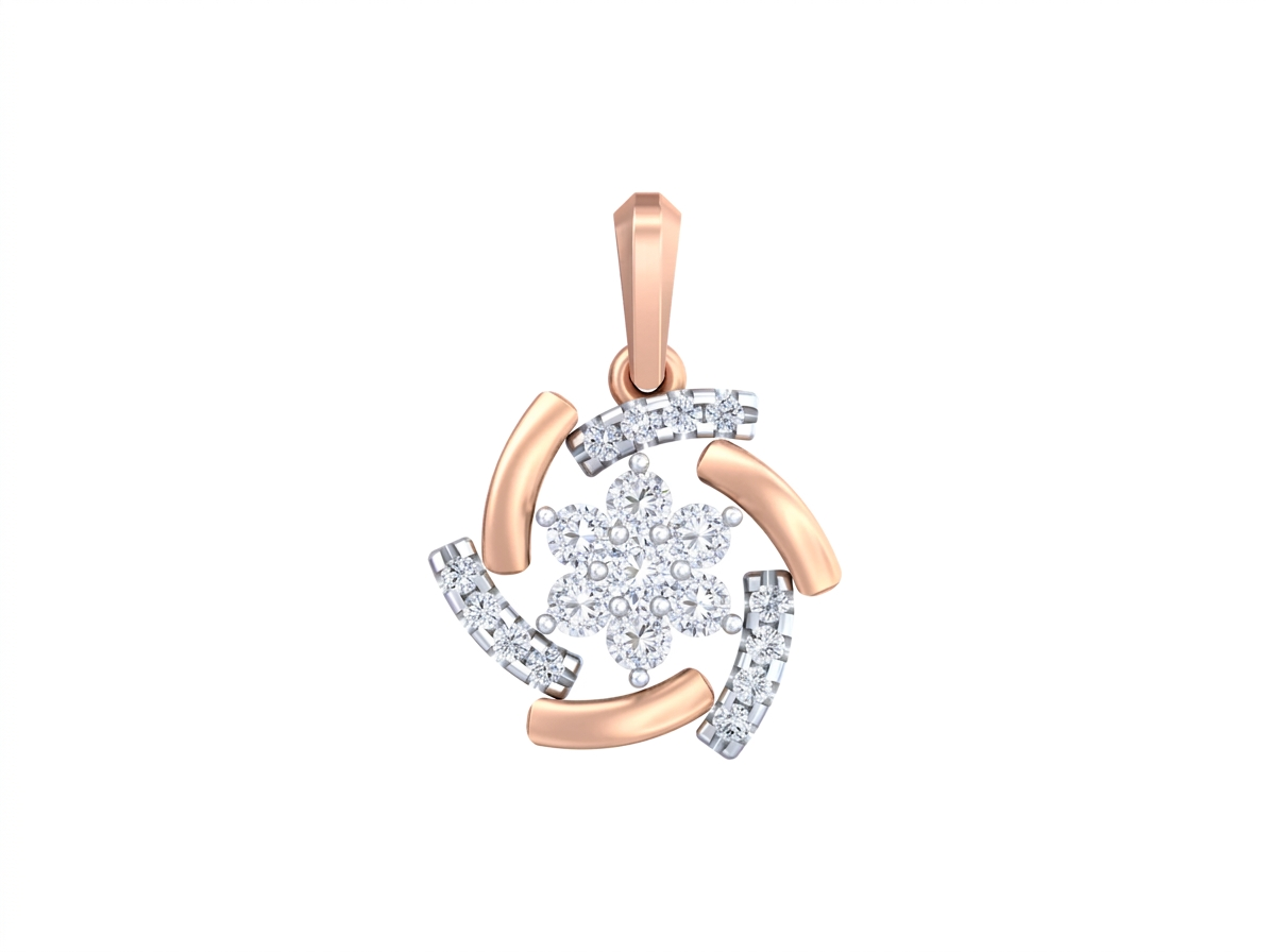 Gold & Diamond Floral Pendant Set KRC40718