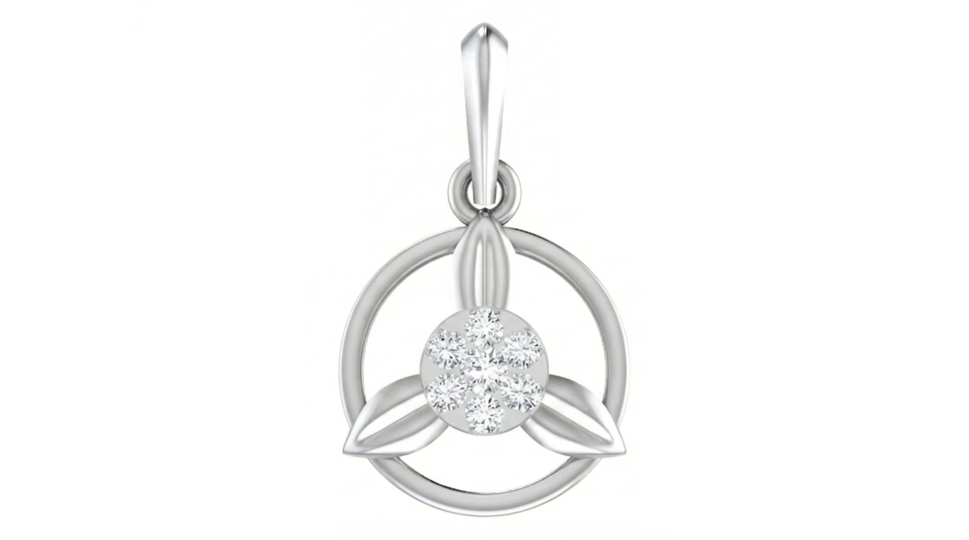 Gold & Diamond Floral Pendant Set KRC40598
