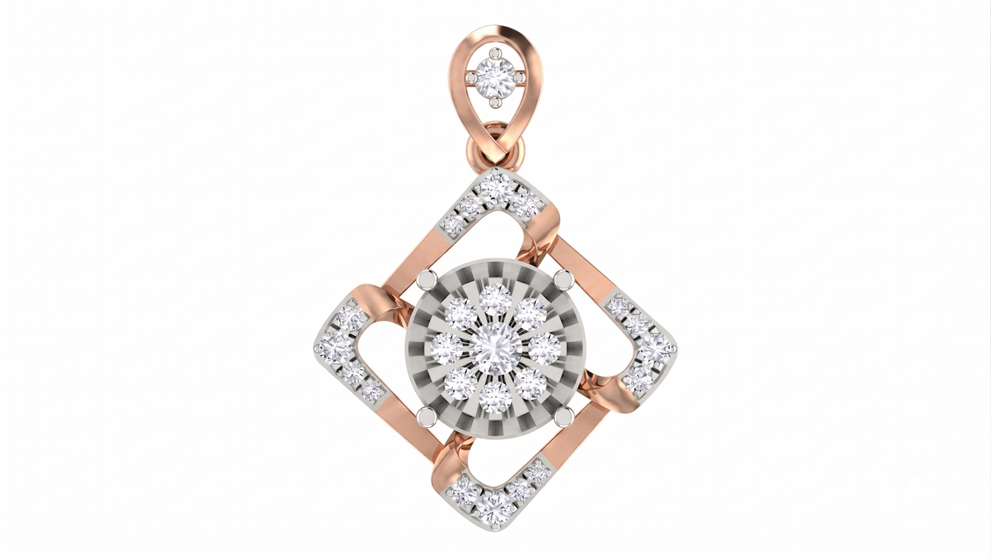 Elegant Gold & Diamond Pendant Set KRC40709