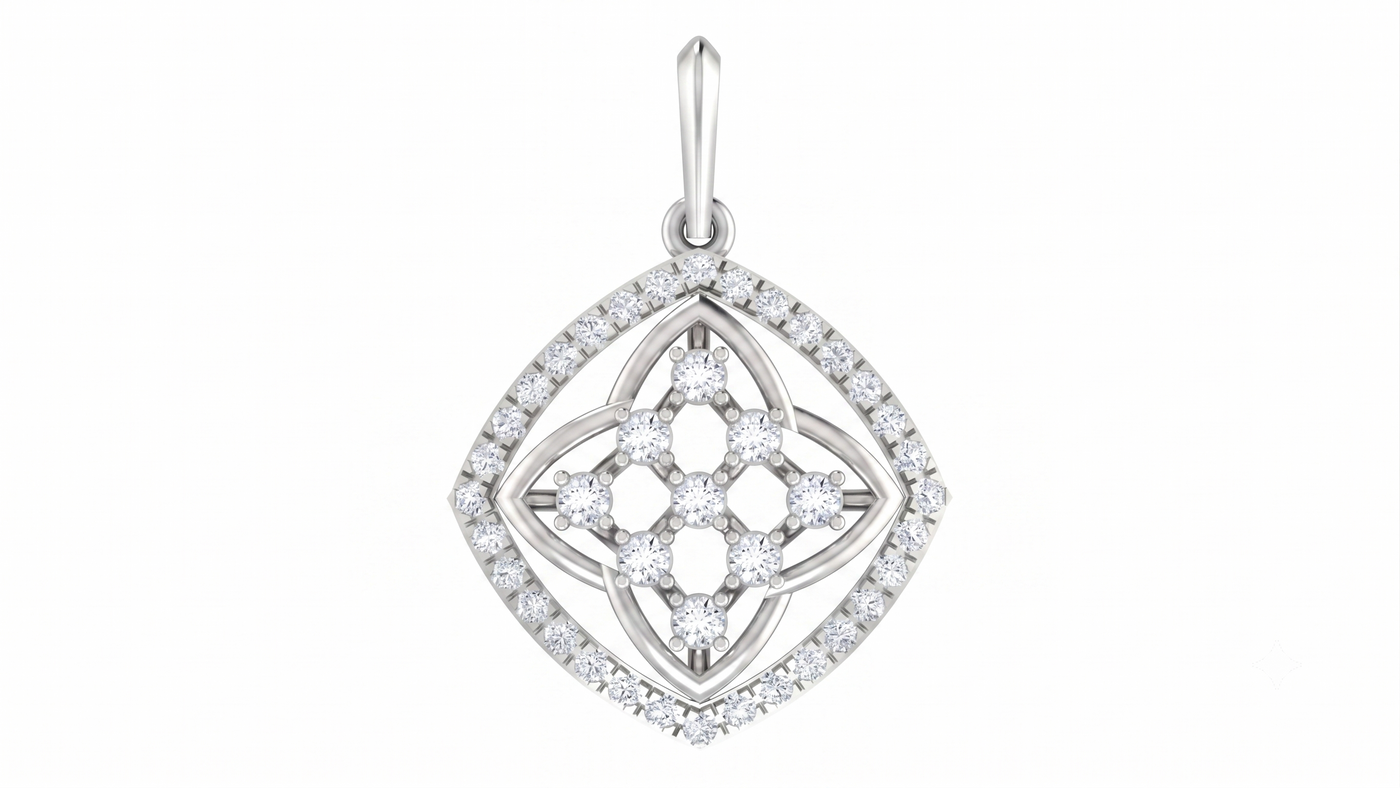 Modern Gold & Diamond Floral Pendant Set KRC40744