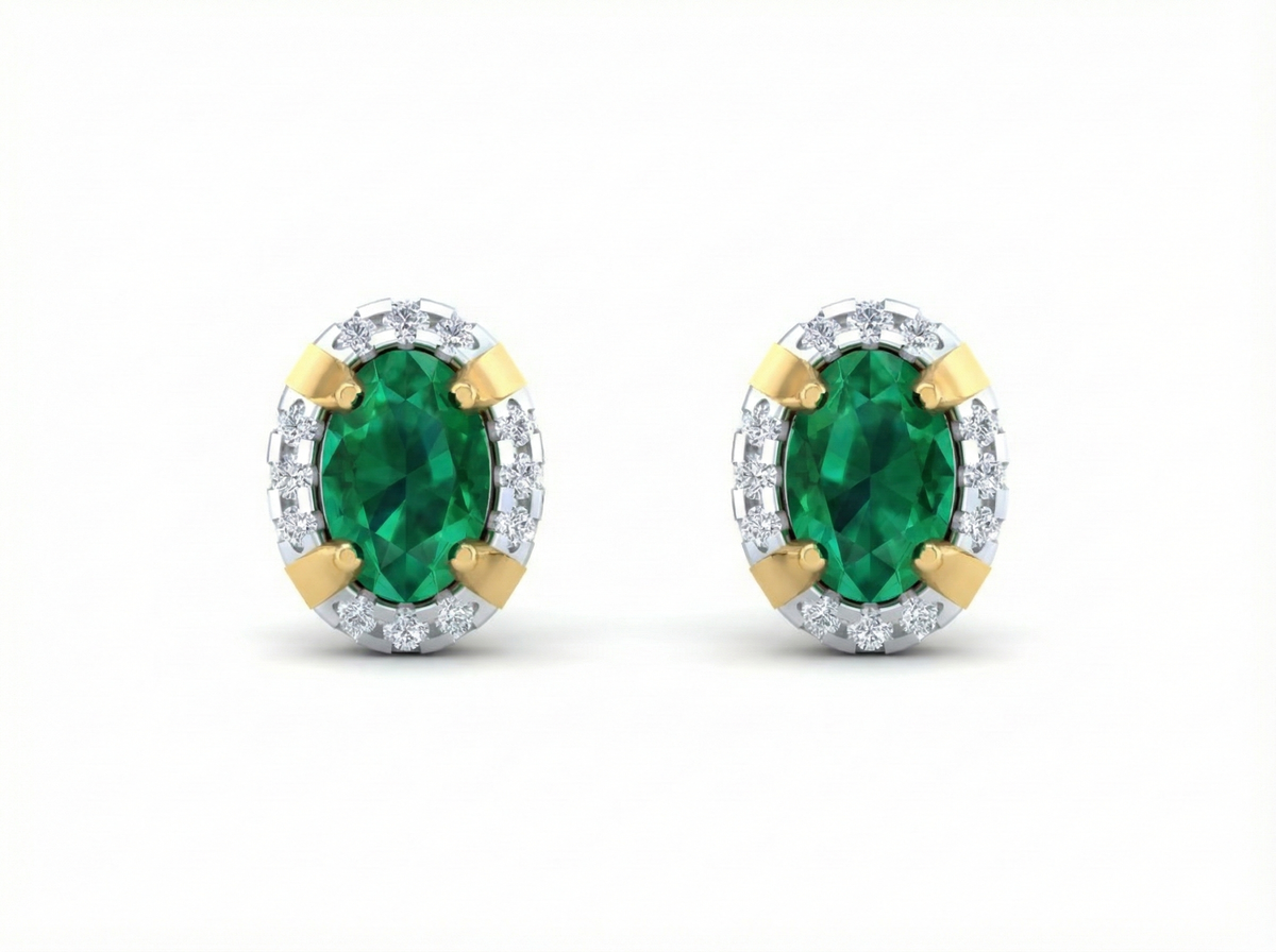 18K Gold & Diamond Women Gemstone Earring KSK038