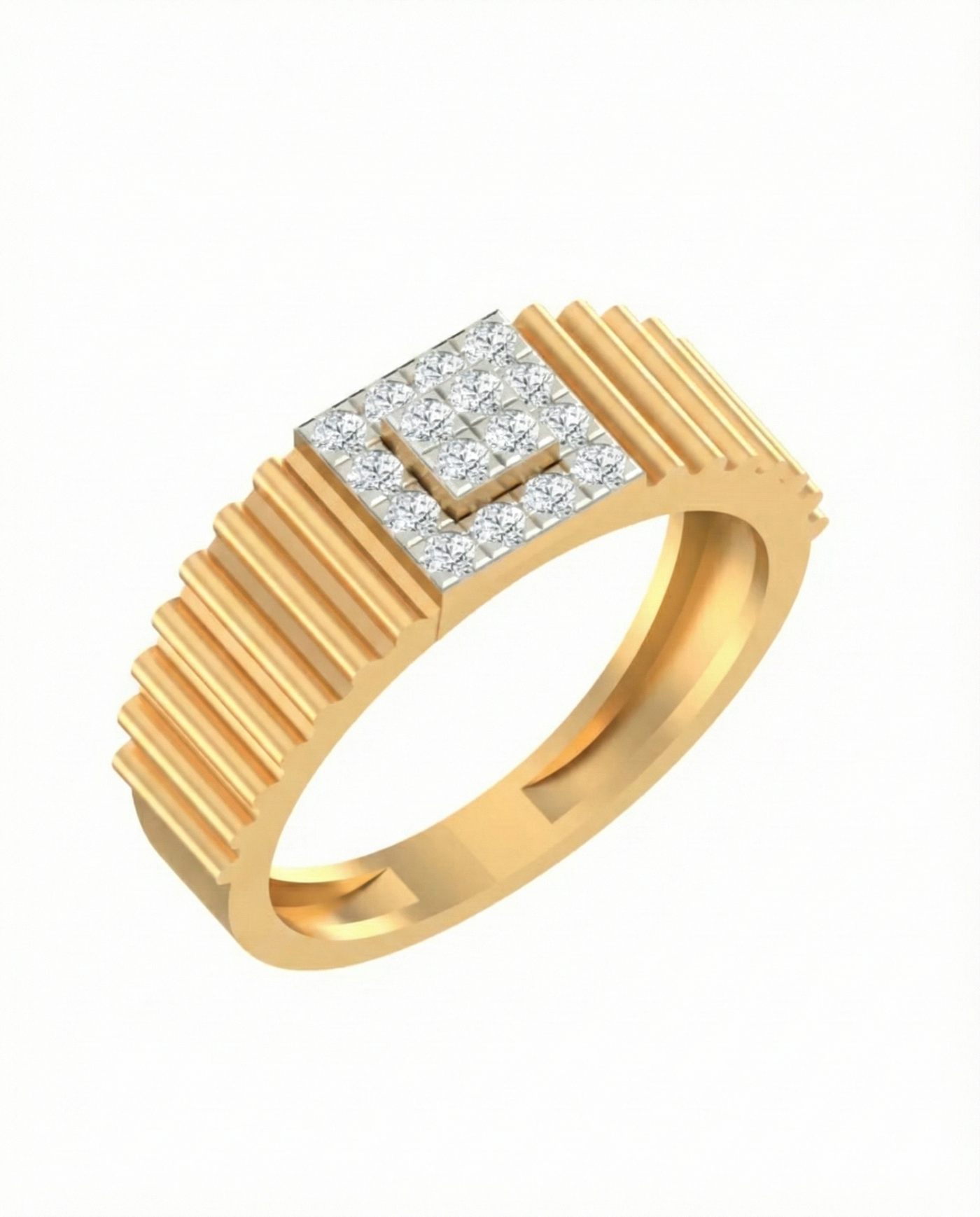 Gold & Diamond Square Ring For Men KRC20186