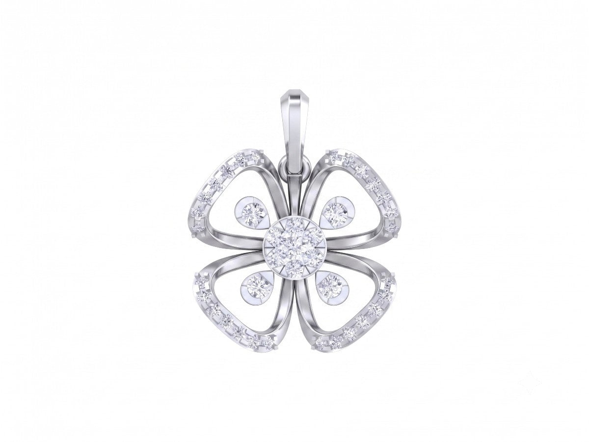 White Gold and diamond pendant on a white background