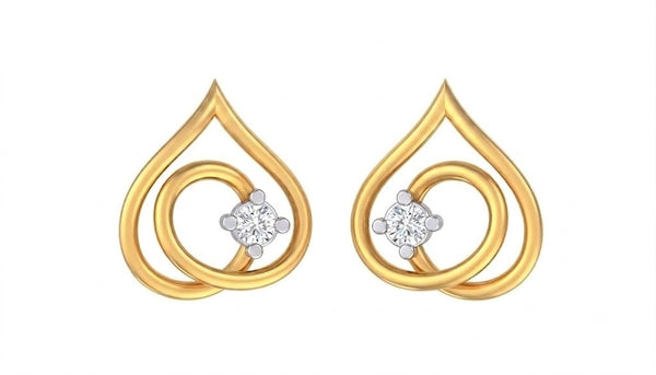 Gold & Diamond Teardrop-Shaped Women Stud Earring KRB30038