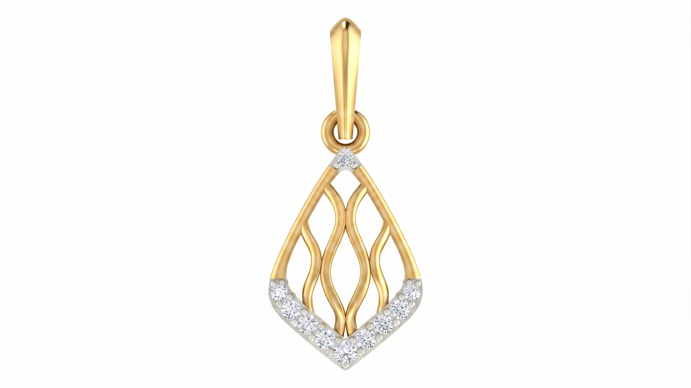 Elegant Gold & Diamond Frame PENDANT SET KRC40559
