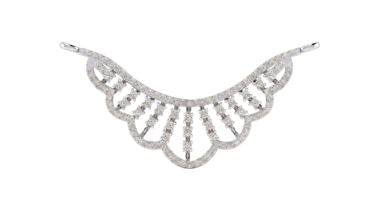White gold & diamond floral mangalsutra on white background