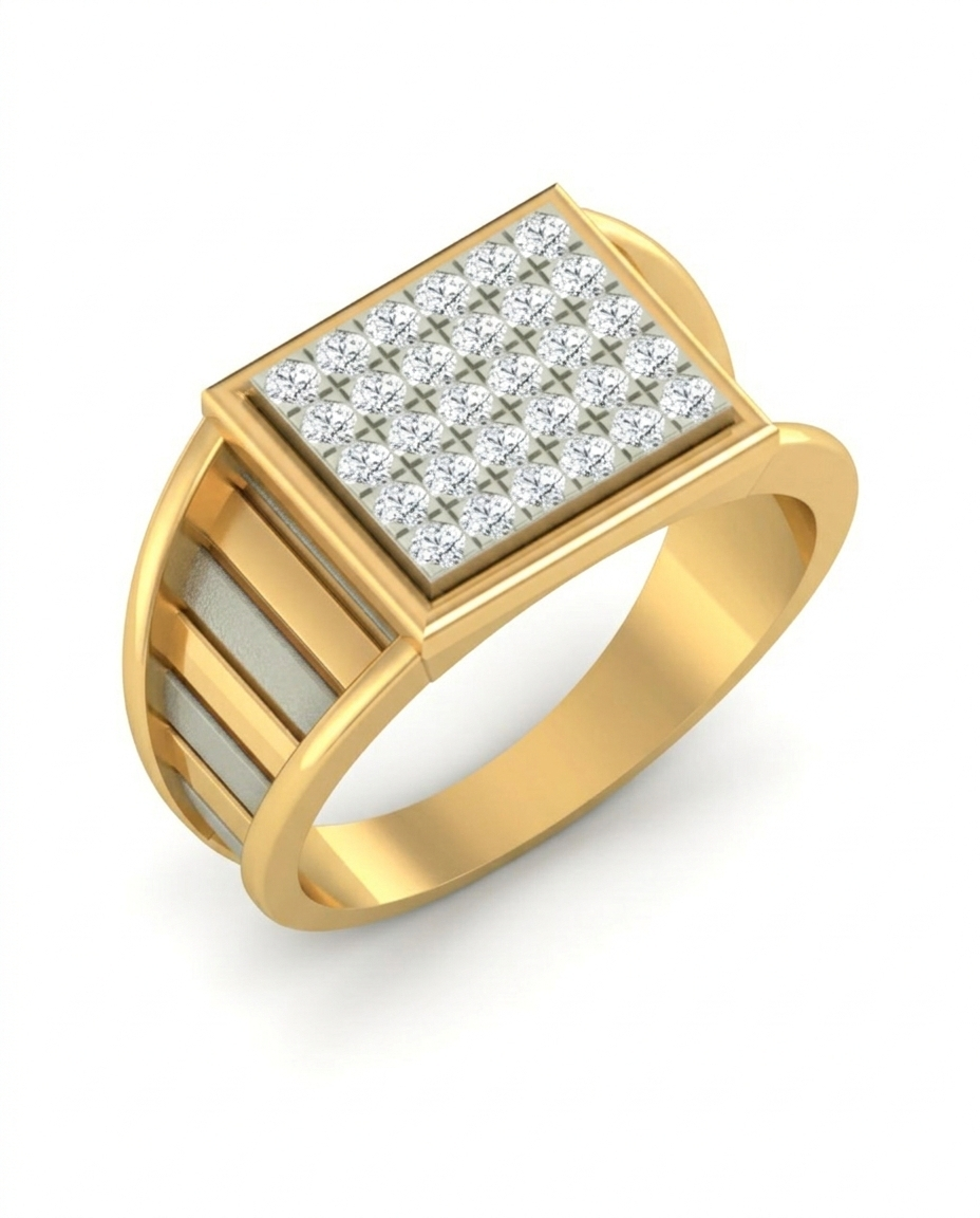 18K Gold & Diamond Band Ring For Men KRA60196