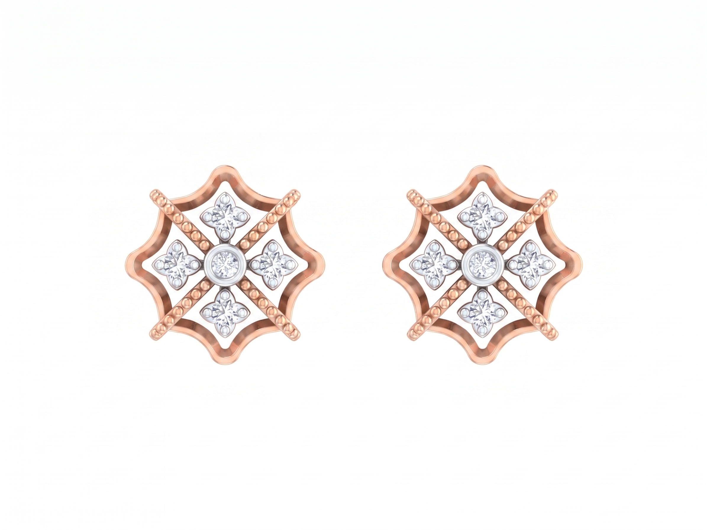 Rose Gold Diamond Earring | under 40k 