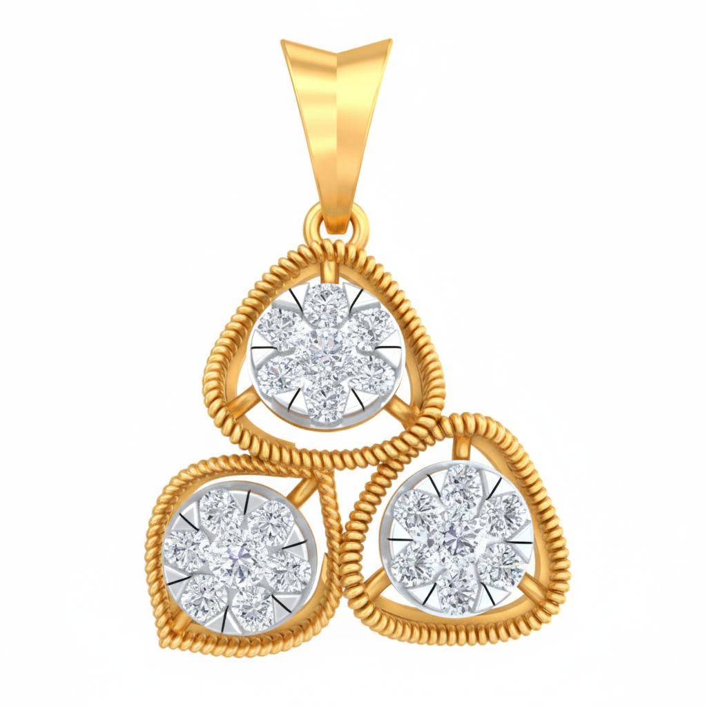 Designer Gold & Diamond Pendant Set KRC40754