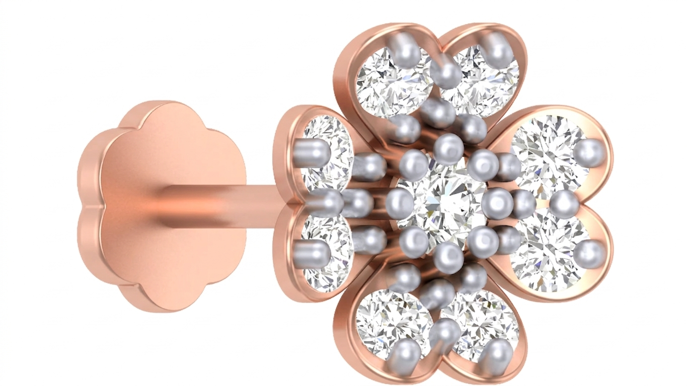 Gold & Diamond Stud Nose Pin KRC80301