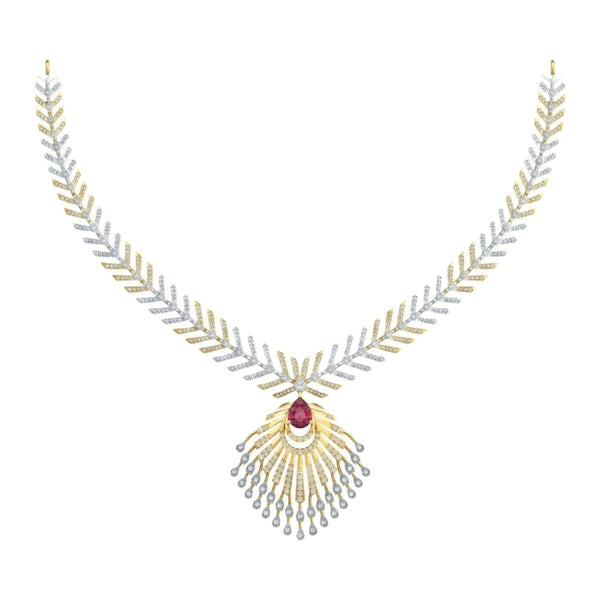 Gold & Diamond Gemstone Necklace Set KRC60162