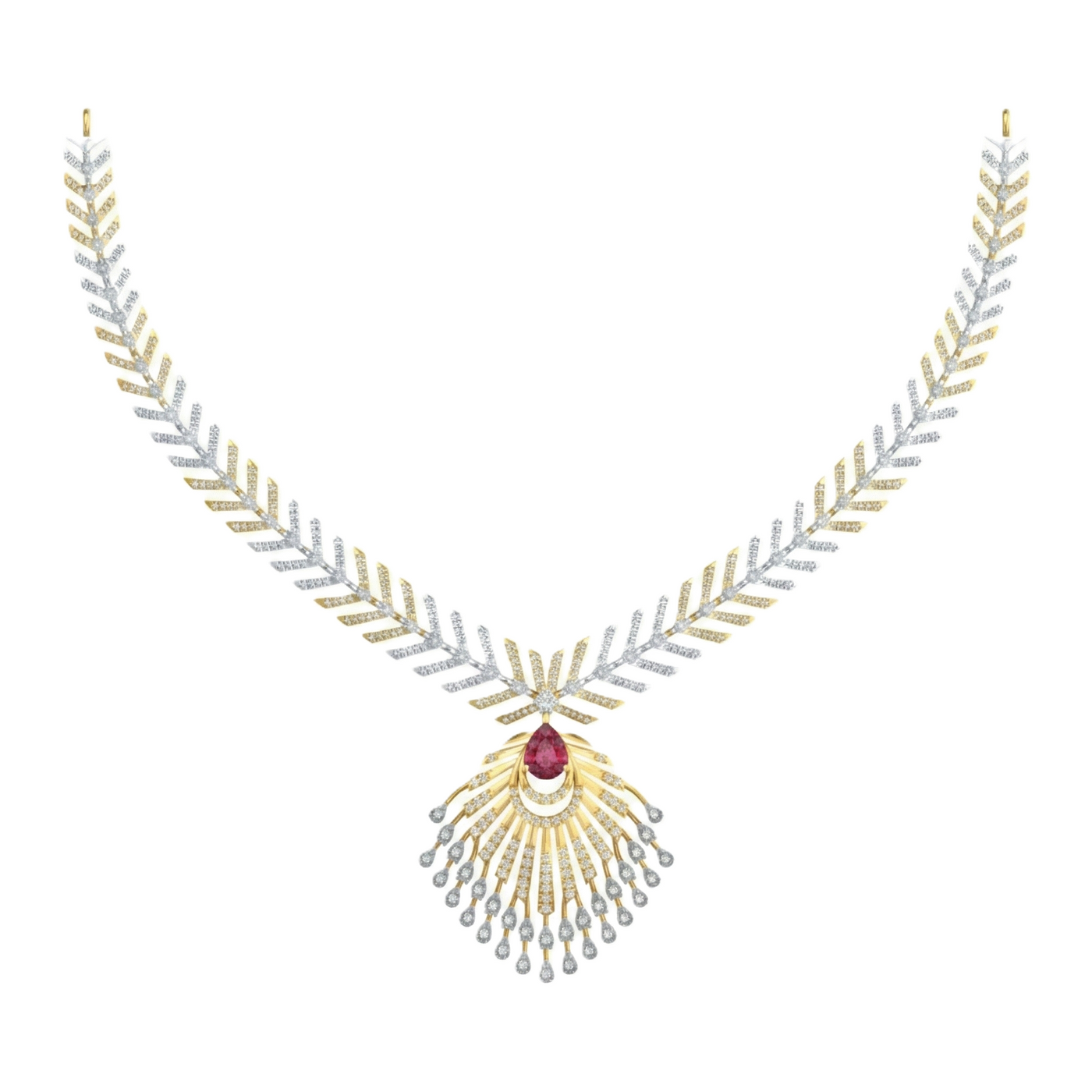 Gold & Diamond Gemstone Necklace Set KRC60162