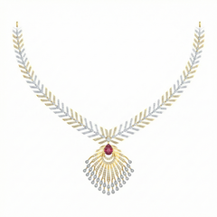 14K Gold & Diamond Gemstone Necklace Set KRB44186NR