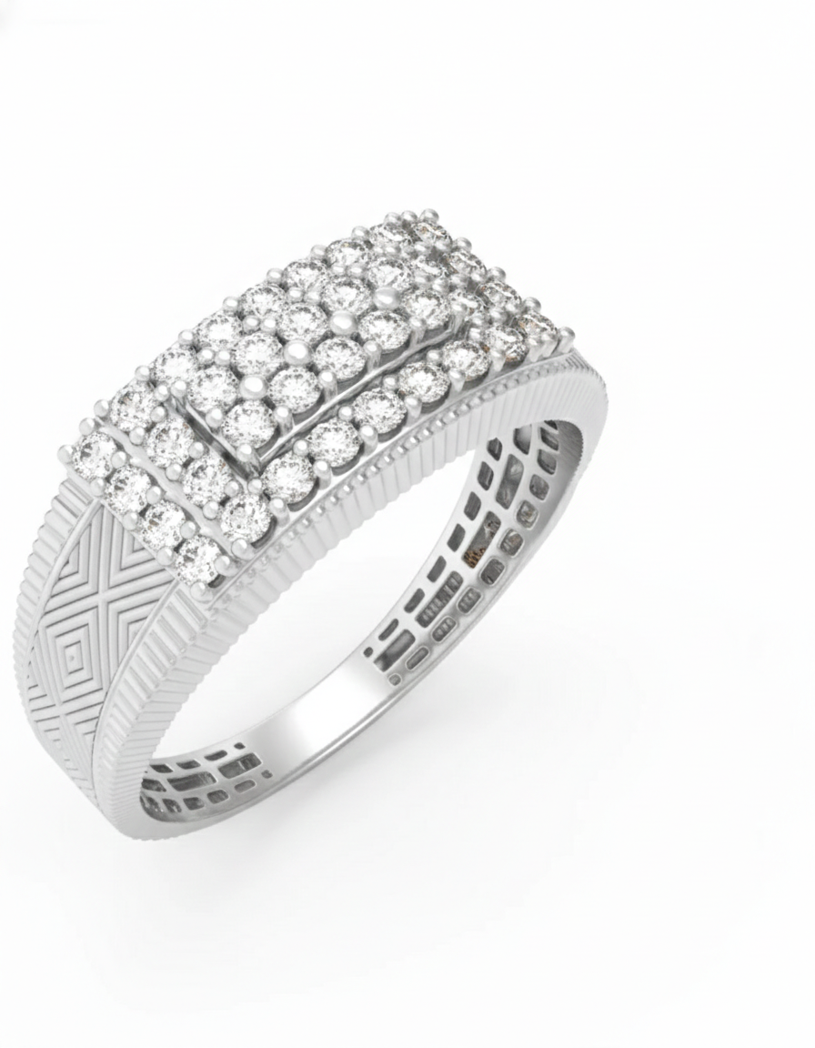 Gold & Diamond Band Ring For Men KRC20229