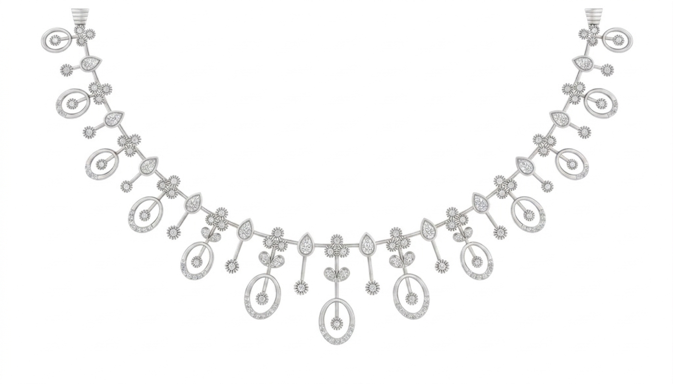 Gold & Diamond Choker Necklace Set KRC60150