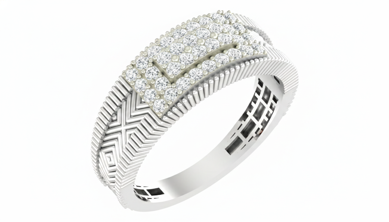 Gold & Diamond Band Ring For Men KRC20141
