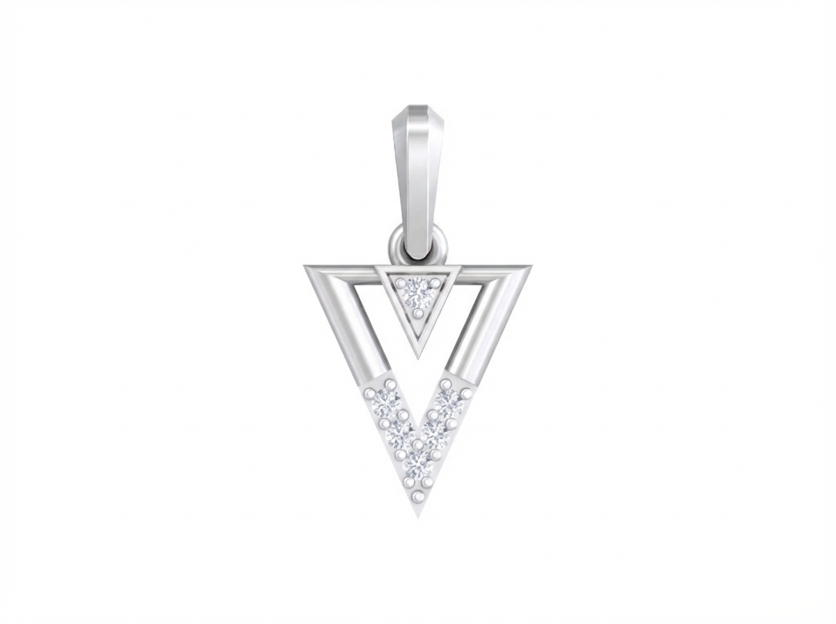 Minimalist Triangle Gold & Diamond Pendant KRB40225