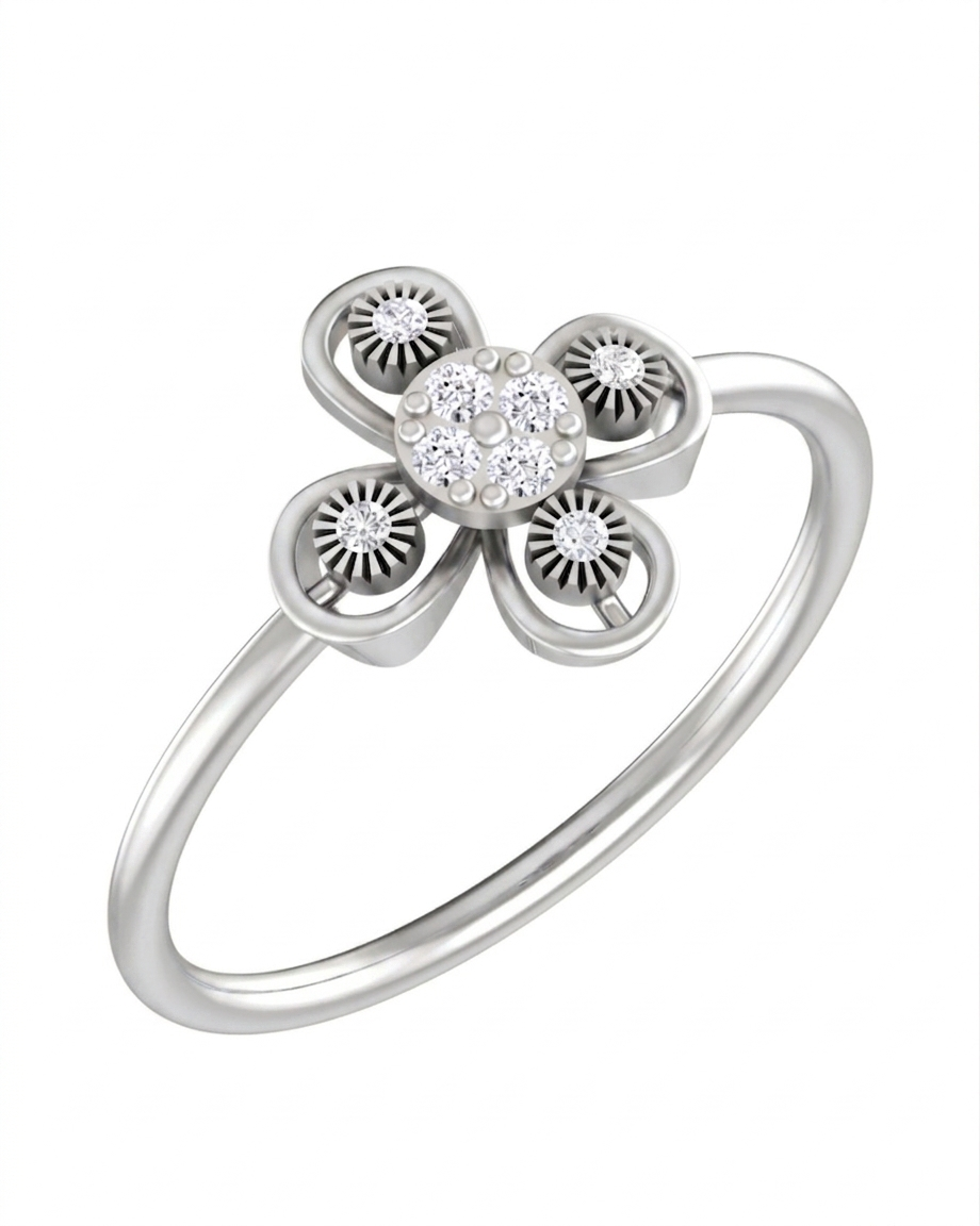 Gold & Diamond Floral Ring For Women KRC10244