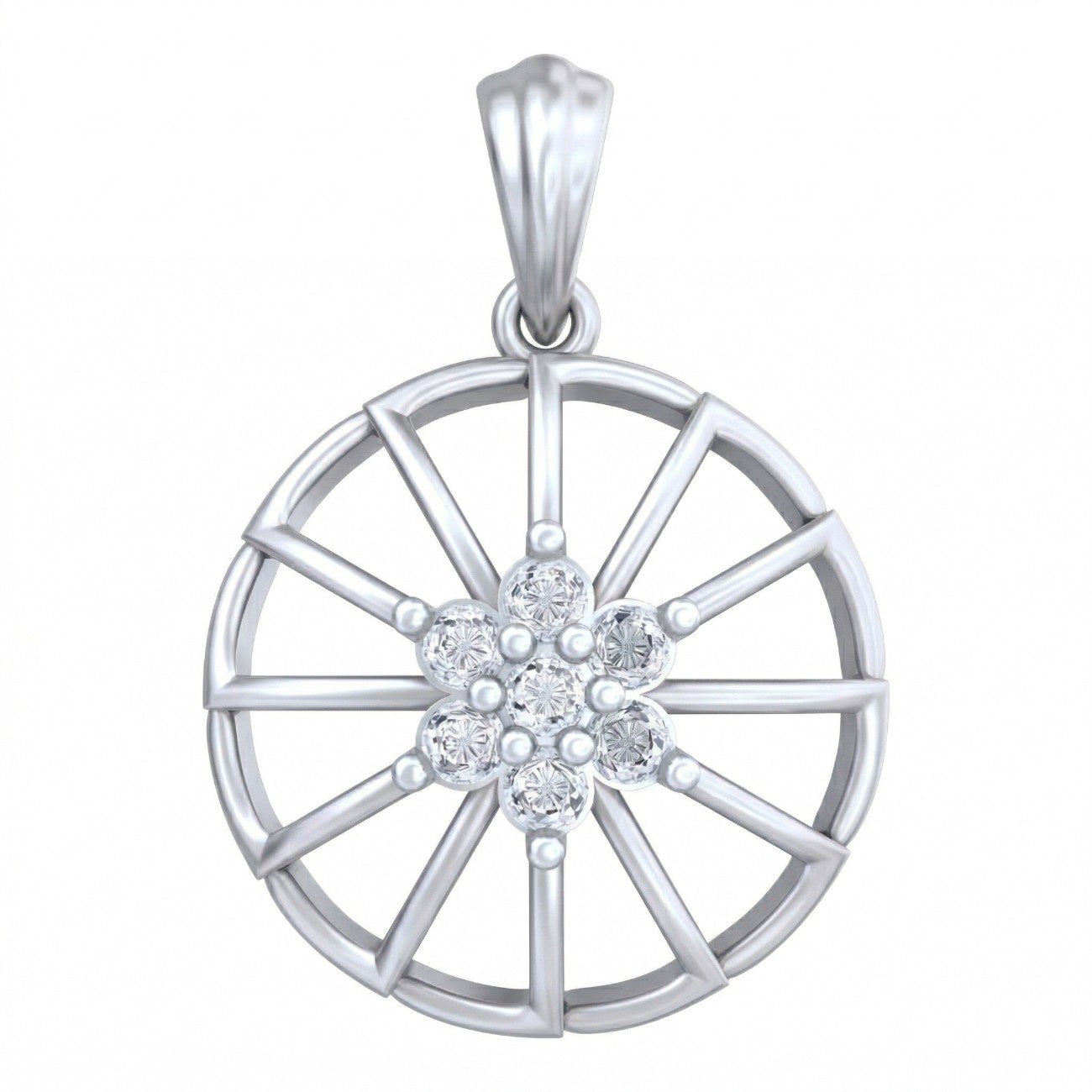 White gold and diamond Pendant on white background