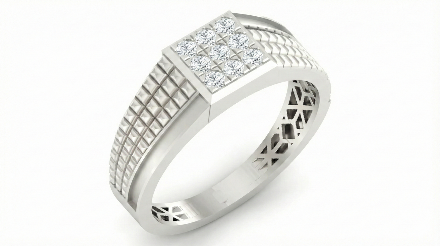 Gold & Diamond Band Ring For Men KRC20124