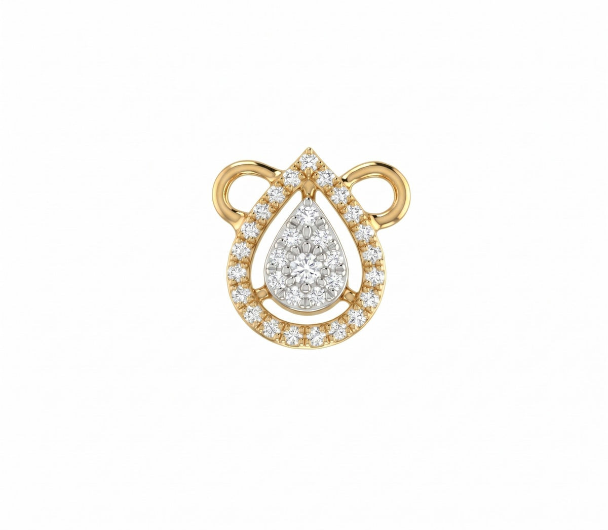 Yellow gold & diamond pear-shaped mangalsutra on a white background