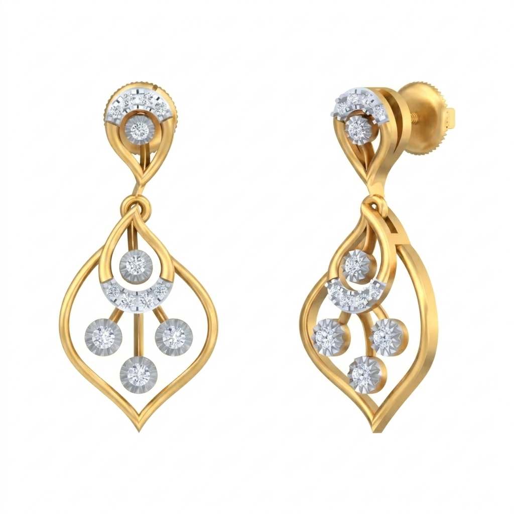 Yellow Gold Diamond Earring | under 40k 