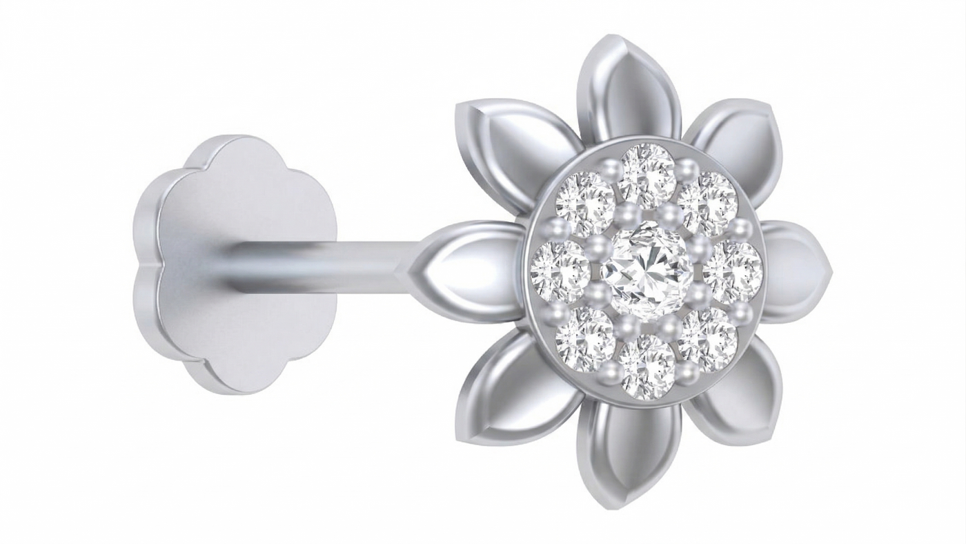 Gold & Diamond Stud Nose Pin KRC80114