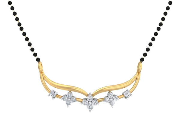 Gold & Diamond Floral Mangalsutra For Women KRB50049