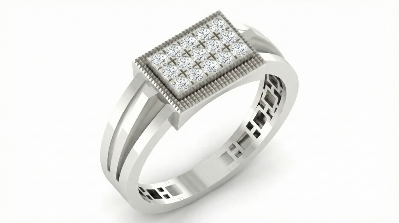 Gold & Diamond Band Ring For Men KRC20183