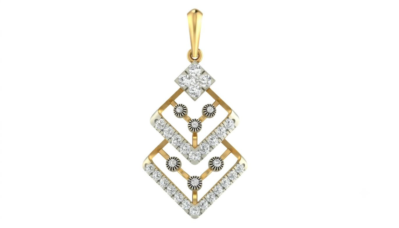 Gold & Diamond Party-wear Pendant Set KRC40748