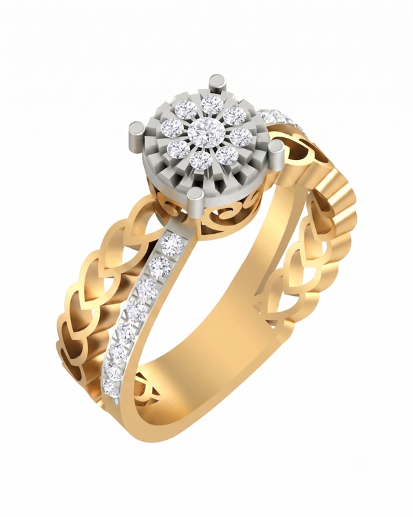 महिलाओं के लिए 18K सोने और हीरे की एंगेजमेंट रिंग KRA10055