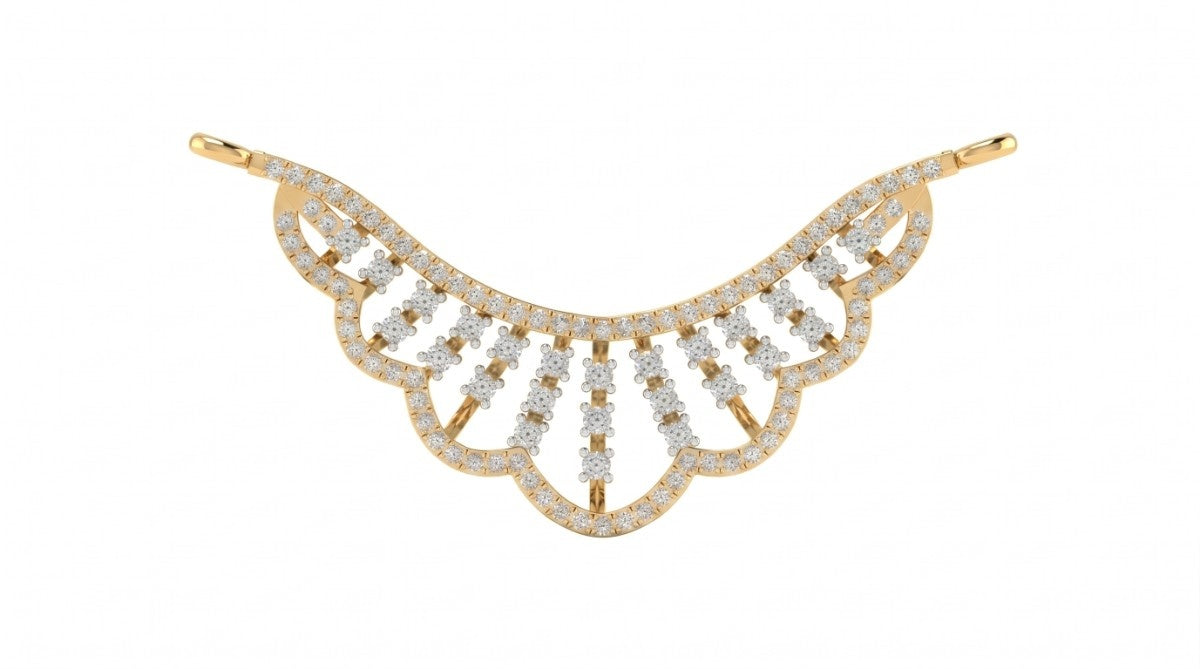 Yellow gold & diamond floral mangalsutra on white background