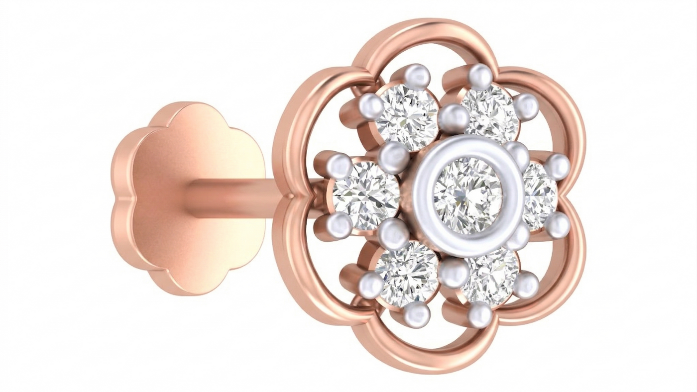 Gold & Diamond Stud Nose Pin KRC80155