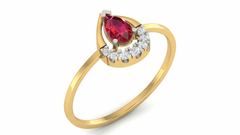 18K Gold & Diamond Gemstone Ring For Women KRA10630